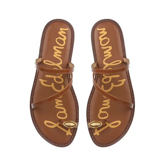 Sam Edelman Harlyn Toe Strap Sandals Size 7 Cognac Leather - Picture 2 of 12